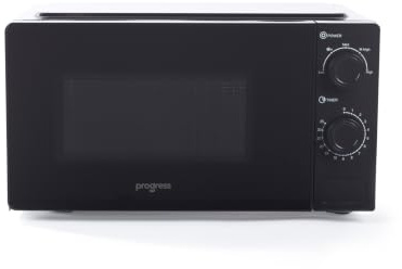 Progress Solo Manual Microwave Oven, 20 L, 700 W, Black | 5 Power Levels, Defrost Function, Manual Dial Controls, 35 Minute Timer, 24.5 Cm Turntable, Easy-Clean Interior
