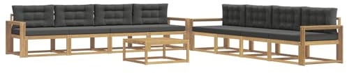 vidaXL Outdoor-Sofagarnitur 9 pcs Weiß und Anthrazit 79 x 79 x 37 cm, Garten-Sofa Set, modulare Lounge für draussen, wetterfestes Mobiliar, robuster Pool-Bereich