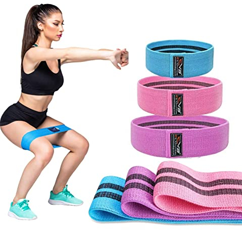 EVO Ladies Resistance Bands Elastic Legs Exercise Fitness Loop & Expanders HIP CIRCLE Booty Circles Glute Ideal for Yoga, Pilates, Squats, Gym, Butt Exercises [SET OF 3 or Single] (PURPLE, Large)