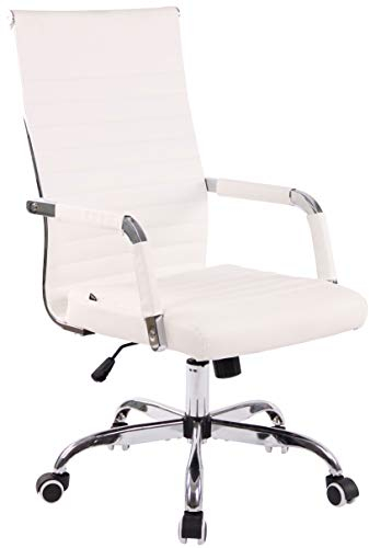 CLP Ergonomischer Bürostuhl Amadora I Höhenverstellbar, 360 Grad Drehstuhl I Kunstleder Oder Stoff Bezug I Langlebig, 120 kg Belastbar, Farbe:weiß, Material:Kunstleder