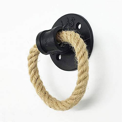 MOOD.SC Drop Ring tirón de la cuerda de cáñamo Knob Negro Dresser tiradores antiguos perillas de bronce y manijas del gabinete de cocina rústica potenciómetro de hardware,Negro