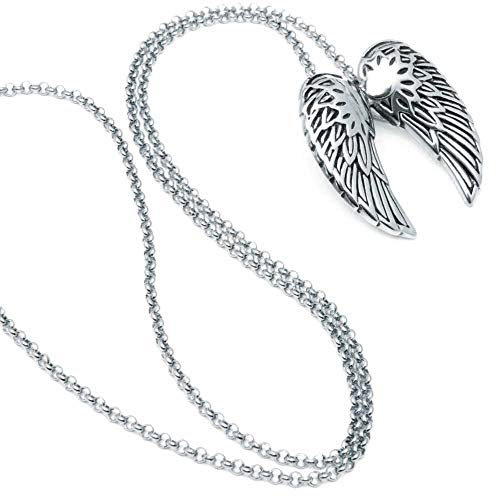 Schmuck-Checker Hochwertiger Edelstahl Anhänger silber oder gold zwei Flügel Engel Angel Wings + 60cm Halskette (Silber)