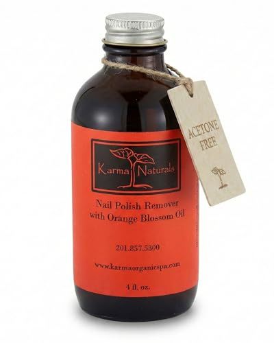 Karma Naturals Nagellackentferner mit Orangenblüte, ungiftig, vegan, tierversuchsfrei, Acetonfrei, Nagelverstärker für Fingernägel, 100 ml