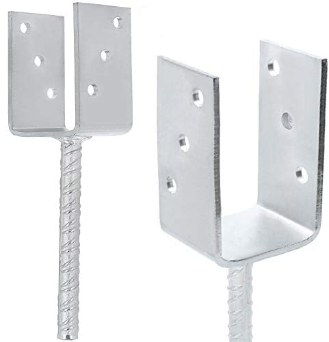 KLIMAS Schwerlast U-Pfostenträger Bodenanker Pfosten 100x60x125x5 mm | Betonanker aus Riffelstahl Verzinkt Steindolle Bodenhülse zum Einbetonieren | Holzpfosten Stahl Feuerverzinkt Einschlagbodenhülse