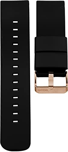 Oozoo Ersatzarmband Uhr 20mm Silikon - Schwarz mit rosegoldenem Verschluss - Silikonarmband 20mm für Armbanduhren - Ersatzarmband Uhr Damen & Herren - Uhrarmband 20mm Schnellwechselverschluss 402.20