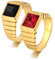 ANAZOZ 2 Stück Eheringe Paarpreis Edelstahl 10Mm Solitärring Siegelring Diamantring mit Zirkonia Ringe Eheringe Elegant Gold Trauringe Kästchen Frau:67 (21.3) & Mann:65 (20.7)