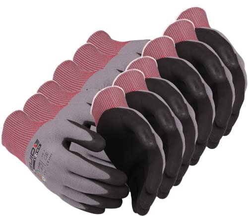 MediMuc 6 Paar Guide 580 Nitril-Schutzhandschuhe teilbeschichtet grau, Arbeitshandschuhe, Größe 7 S