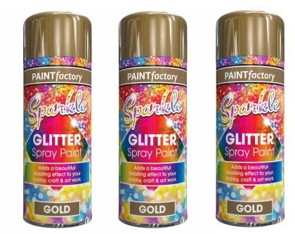 SDMAX Glitter Gold Effect Spray Paint Decorative Creative Art Dazzling Effect to Crafts Frames Hobby And Artwork, Interior & Exterior, Wide Range of Surface Use (Pack of 3)