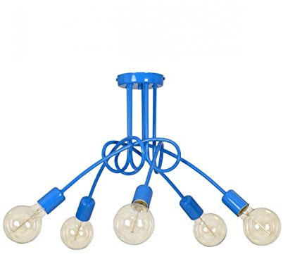 Light-Home Edison Deckenbeleuchtung Lampen Deckenlampen - Deckenlampe Industrial für Wohnzimmer Schlafzimmer und Esszimmer aus Metall - Pendelleuchte 5-Flammig - Blau
