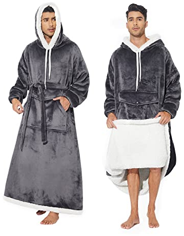 MILDLY Hoodie Decke Damen und Herren mit Ärmeln, übergroße Hoodie Decke Lang 165-185cm, Decken Hoodie Weich und warm, Kann als TV Decke, Standardcode, Dunkelgrau