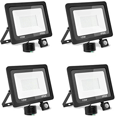 treoir LED-Strahler mit Bewegungsmelder, 10 W, LED-Strahler für den Außenbereich, IP66, Warmweiß, für Garten, Garage, Hof