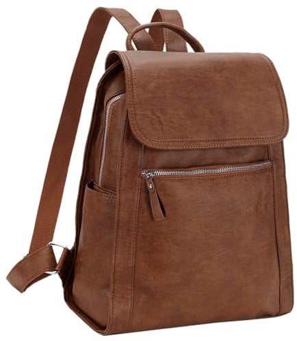 VX VONXURY Backpack Purse for Women,Faux Leather Anti-Theft Travel Bag Vegan Bookbag for Girls Work School,Brown