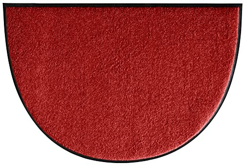 Erwin Müller Fußmatte halbrund Mainz, Schmutzfangmatte, Sauberlaufmatte uni rot Größe 60x85 halbrund - rutschfest, pflegeleicht, für Fußbodenheizung geeignet (weitere Farben, Größen)