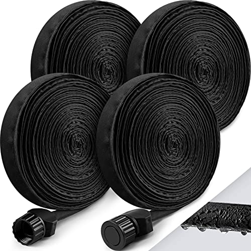 4 Stück flacher Tropfschlauch, 1.27 cm konsistente Tropfschläuche, auslaufsicher, spart 80 % Wasser, strapazierfähig, doppellagig, Sprinklerschlauch für Baum, Gartenbetten, Schwarz (2.5 m/Stück)