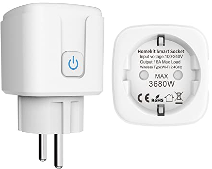 Prise intelligente : prise WiFi compatible avec Apple HomeKit, Siri, Alexa, Google Assistant, télécommande vocale et application, avec minuterie/programme/surveillance de l'énergie (1 paquet)