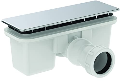 Ideal Standard - Ultra Flat New, Piletta ispezionabile per piatti doccia, Rettangolare, Coperchio in ABS, Cromato