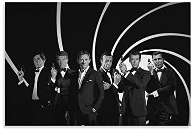 All 007 Movies Cast Poster - Dekorative Malerei Leinwand Wandkunst für Wohnzimmer und Schlafzimmer - Moderne Familienzimmer Dekor 12x18inch(30x