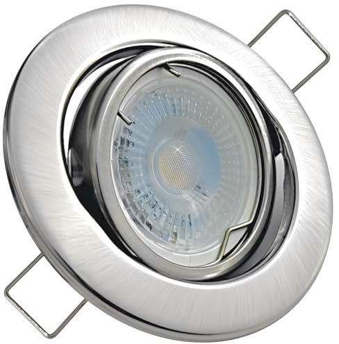 Rolux LED Einbaustrahler IP20 Alina 12V COB 5W Edelstahl geb. 6 Stück Einbauleuchte 3000K Warmweiß Deckenspot
