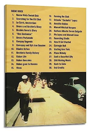BLUDUG Buena-Vista-Social-Club-Film-Posterdruck, abstraktes Bauernhaus-Galerie, ästhetische Raumdekoration für Schlafzimmer, Badezimmer, Rahmenstil, 40 x 60 cm
