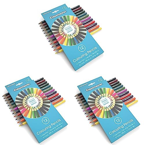 Classmaster Colouring Pencils For Adults & Kids, Long-Lasting Colouring Pencils For Children, Softer Leads For Perfect Colour Laydown, Pre-Sharpened - 12PK (Pack of 3)