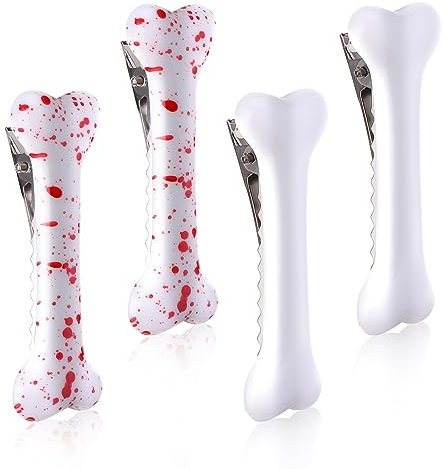 Ouligay 4 Stück Halloween Haarnadeln Haarspangen, Halloween Haarspange Hundeknochen Knochen Haarnadeln Bone Halloween Hair Clips Halloween Haar Accessoires für Halloween Cosplay Kostüm