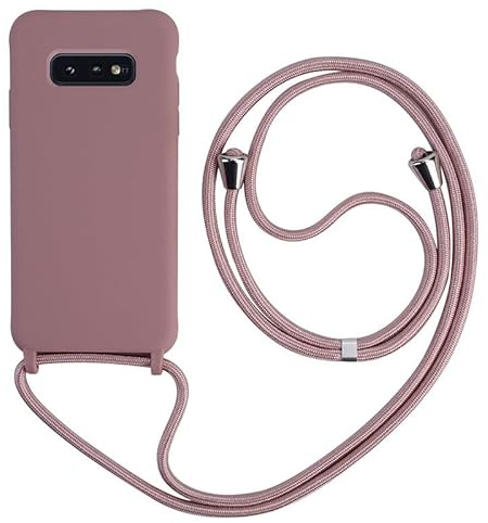 Keteen Handykette hülle für Samsung Galaxy S10E Handyhülle mit Band Slim Silikon S10E hülle mit Abnehmbar Kordel Stossfest Bumper Cover zum Umhängen Necklace Handyhülle für Samsung S10E-Pink