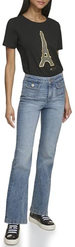 Karl Lagerfeld Paris Damen Vordertasche, modischer Denim Jeans, Sapphire Blue Wash, 36