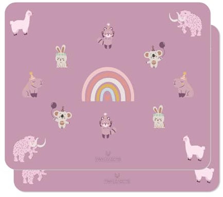 TINYLOADERS Platzdeckchen, Platzmatte, Tischset, Placemat, Unterlage in vielen Farben und Motiven, frei von BPA, 43 cm x 34 cm, Rainbow-Birthday