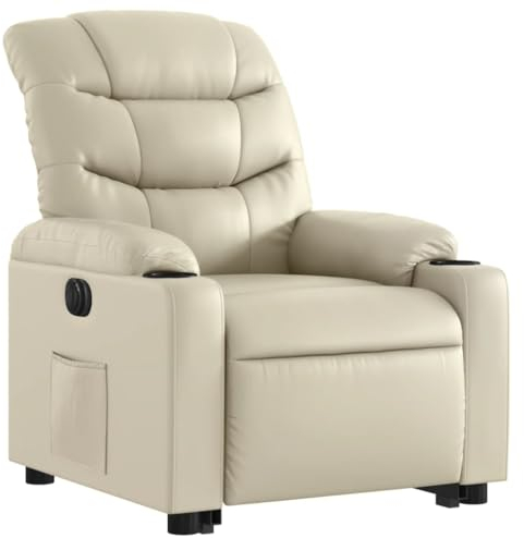 vidaXL Relaxsessel, Elektrisch Verstellbar Sessel mit Aufstehhilfe, Fernsehsessel Aufstehsessel mit Liegefunktion, Liegesessel Ruhesessel Polstersessel, Creme Kunstleder