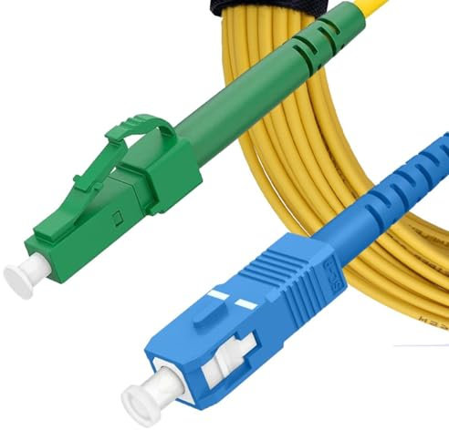 Elfcam® - 5m Câble à Fibre Optique LC/APC à SC/UPC Monomode Simplex 9/125μm OS2 Jarretière Optique LSZH Jaune (5M)