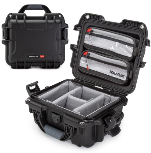 NANUK 905 Pro Photo Kit – Leichter, wasserdichter Schutzkoffer mit gepolsterten Trennwänden und 2 Deckelaufteilern (31,75 × 25,65 × 15,24 cm) – Staubdicht und stoßfest (Schwarz)