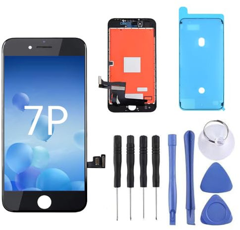 iPhone 7 Plus Screen Replacement Kit, 5.5 Display Assembly, Tools for A1661 A1784 A1785 Models, Black