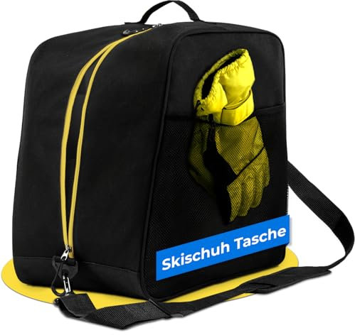 STYNGARD Borsa per scarponi da sci con spazio per accessori [38 L] - Borsa per scarponi da sci - Modello Cortina (Nero-giallo)