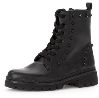 Gabor Damen Combat Boots, Frauen Stiefeletten,Bootee,Booties,halbstiefel,Kurzstiefel,uebergangsschuhe,schwarz(FL/schwla),42.5 EU / 8.5 UK