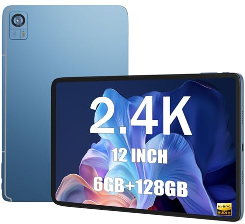 Elepad Tablet 12 Inch 2K Android Tablets, Octa-Core+large Screen Tablet 128GB ROM 6GB RAM, 8000mAh 5MP+13MP, Android 12, 2.4/5G WIFI BT, Incell 1200 * 2000 IPS