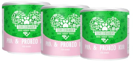 TIERLIEBHABER – Prä & Probio Darmkur für Hunde – Probiotika für Hunde für die Magen Darmflora Hund – Darmkur Hund Darmflora aufbauen – Für eine gesunde Darmflora Probiotika Hund als Pulver (75g x 3)