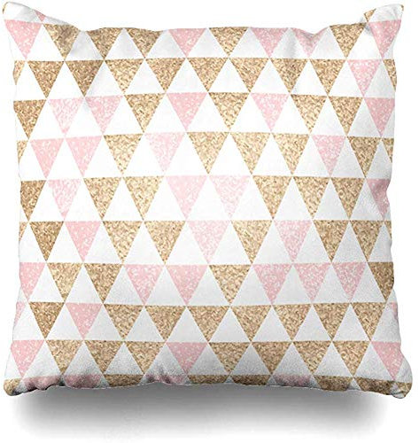 Kissenbezüge 45x45cm, Glühen Muster Geometrische Abstrakte Gold Rosa Hochzeit Licht Geburtstag Dreieck Weißen Design Glänzend Kissenbezug Leinen Weiche Umarmung Kissenbezüge, Für Auto, Bett