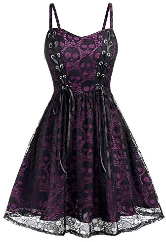 Robe Steampunk Femme Déguisement Halloween Femme Sorcière Robe Medievale Malefique Grande Taille Deguisement Vampire Viking Pas Cher Déguisement Noel Oktoberfest Mes Commandes(Violet clair,XXL)