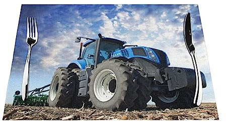 Tischset mit Traktor-Design, gewebtes Vinyl, rutschfeste Isolierung, waschbare Tischsets