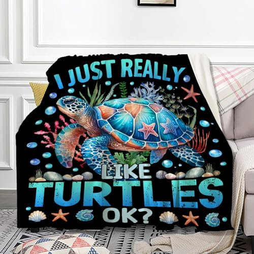 I Just Really Like Turtles-Decke für Mädchen, Jungen, Schildkröten-Geschenke für Männer und Frauen, leichte, weiche Überwurfdecke für Bett, Sofa, Reisen, Schlafzimmer, 101,6 x 127 cm