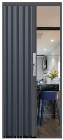 Soffietto da Interno Personalizzabile Con Serratura e Chiave - Porta Interna Pieghevole In Alluminio Con Isolamento Termico, Divisoria Grigia Multifold (80x210)