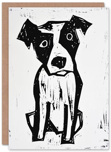 Artery8 Dog Lover Abstract Black White Terrier Blank For Him Or Her Art Birthday Card
