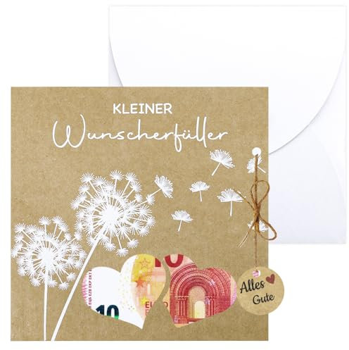 Wunscherfüller Geldgeschenke Verpackung mit Umschlägen Grußkarte, originelle Pusteblume Geldgeschenk für Geburtstag, Karte für Männer und Frauen, für Geldgeschenke für Hochzeit, Jugendweihe,Geburtstag