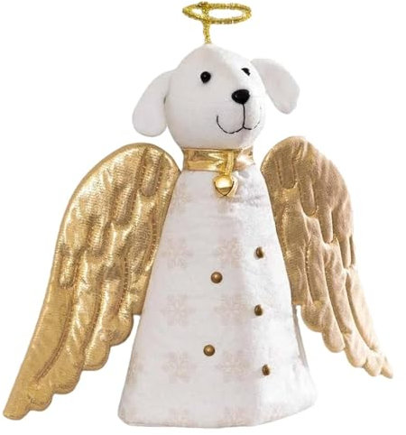 Garden Gnome Lot Christmas Tree Dog Toppers Treetop Hat for Tree Ornaments Holiday Decorations New Year Gift Christmas Tree Toppers Cookie Doe Ornament (Gold, One Size)