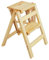 Robuste Holzleiter mit 2 Stufen, zusammenklappbar, mit rutschfestem, breitem Pedal, rutschfester Küchen-Tritthocker, große Stufen, hält bis zu 150 kg, stabiles zusammenklappbares Design