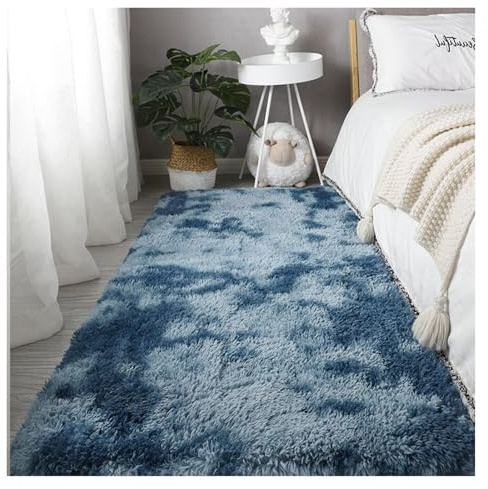 GOUSANG Teppiche Wohnzimmer 270 x 290 cm Modern Weich Flauschig Schlafzimmer Kinderzimmer Longhair Fell Optik Nachahmung Kunstfell Nachahmung, Dunkelblau