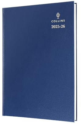 Collins 'Desk' 13 Month Mid/Academic Year Planner, July 2025-July 2026-52M.60-2526 -Day-to-Page Appointments Diary, A5 Hard Cover, Blue
