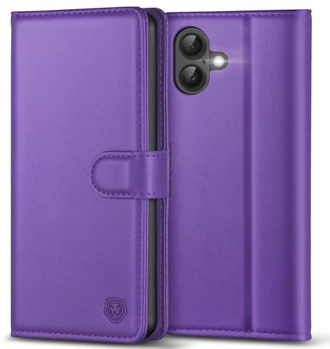 Kuafcase Compatible for iPhone 16 Case with 4 Card Slots Magnetic Closure Kickstand Shockproof Protective Phone Case Compatible for iPhone 16 - Dark Purple