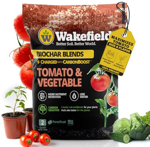 Wakefield Premium Biochar Blend – Organic Potting Soil for Vegetables, Tomatoes & Gardens – Potting Mix Enriched with Humic Acid & CarbonBoost – Versatile Top Soil for Indoor & Outdoor Plants-2quarts