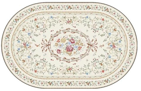 XESZIEO Ovale Teppiche,200 x 300cm,Buntes Retro-Muster,Waschbarer Teppich für Schlafzimmer,Geeignete,Büro-Esszimmer Teppich